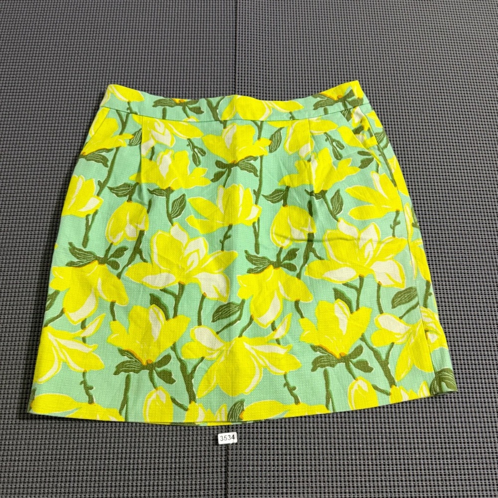 J.Crew Factory Yellow Green Floral Mini Skirt Womens Size 2